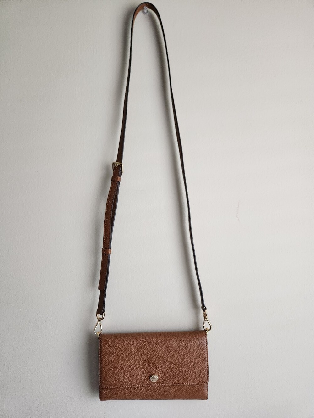 Michael Kors Mercer  Snap Button Pebble Leather  Crossbody Wallet